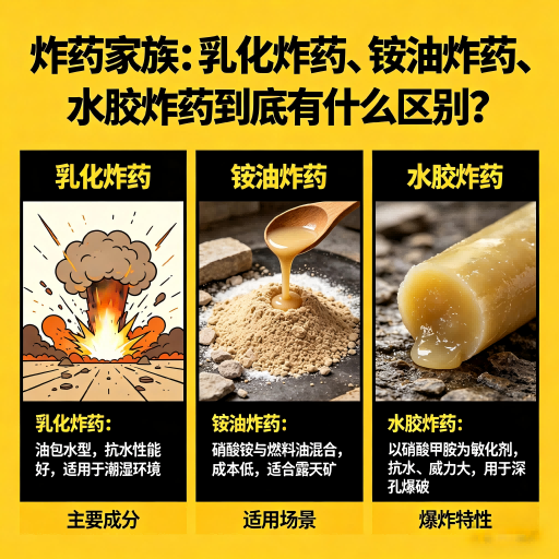 张家口炸药家族：乳化炸药、铵油炸药、水胶炸药到底有什么区别？